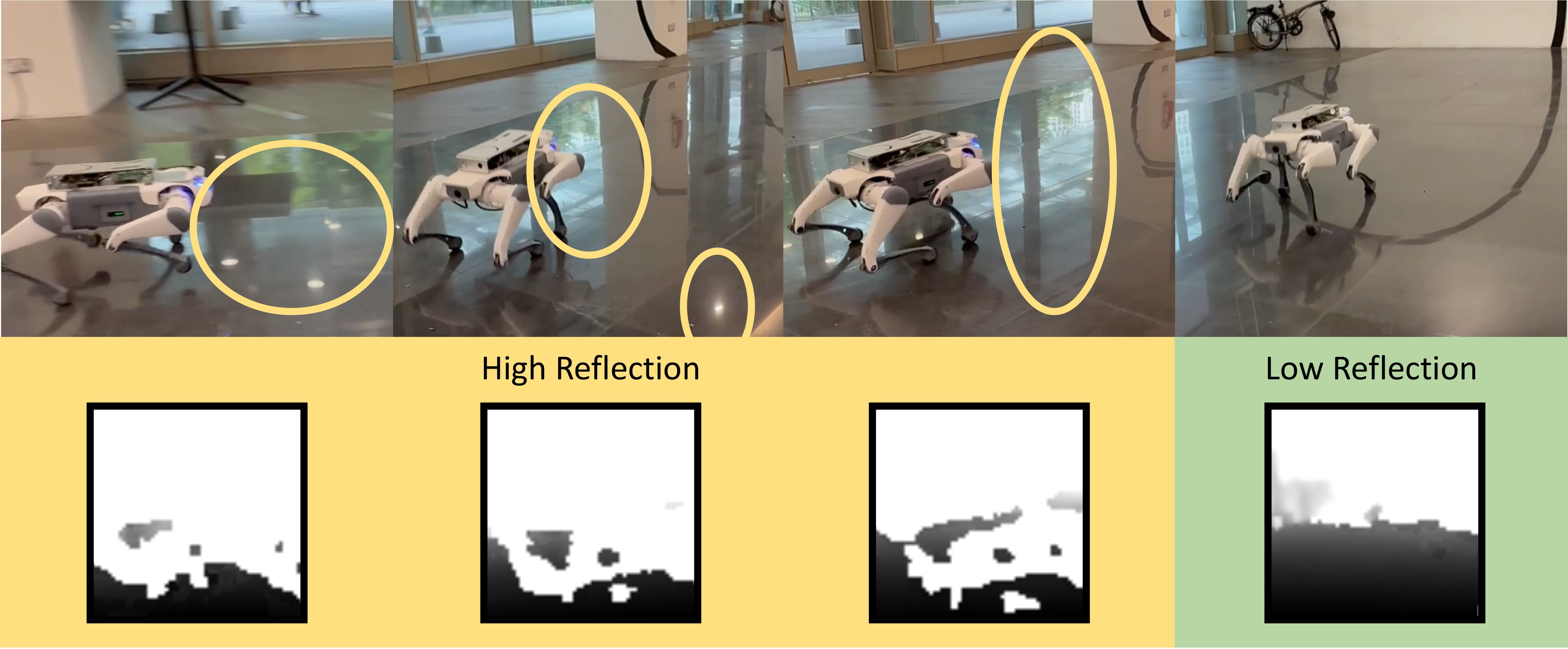 KiVi locomotion on reflective surfaces